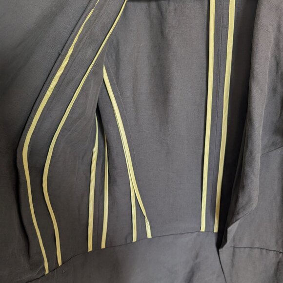 Melanie Lyne Olive Khaki linen silk open front lightweight blazer size 2 - Picture 8 of 11